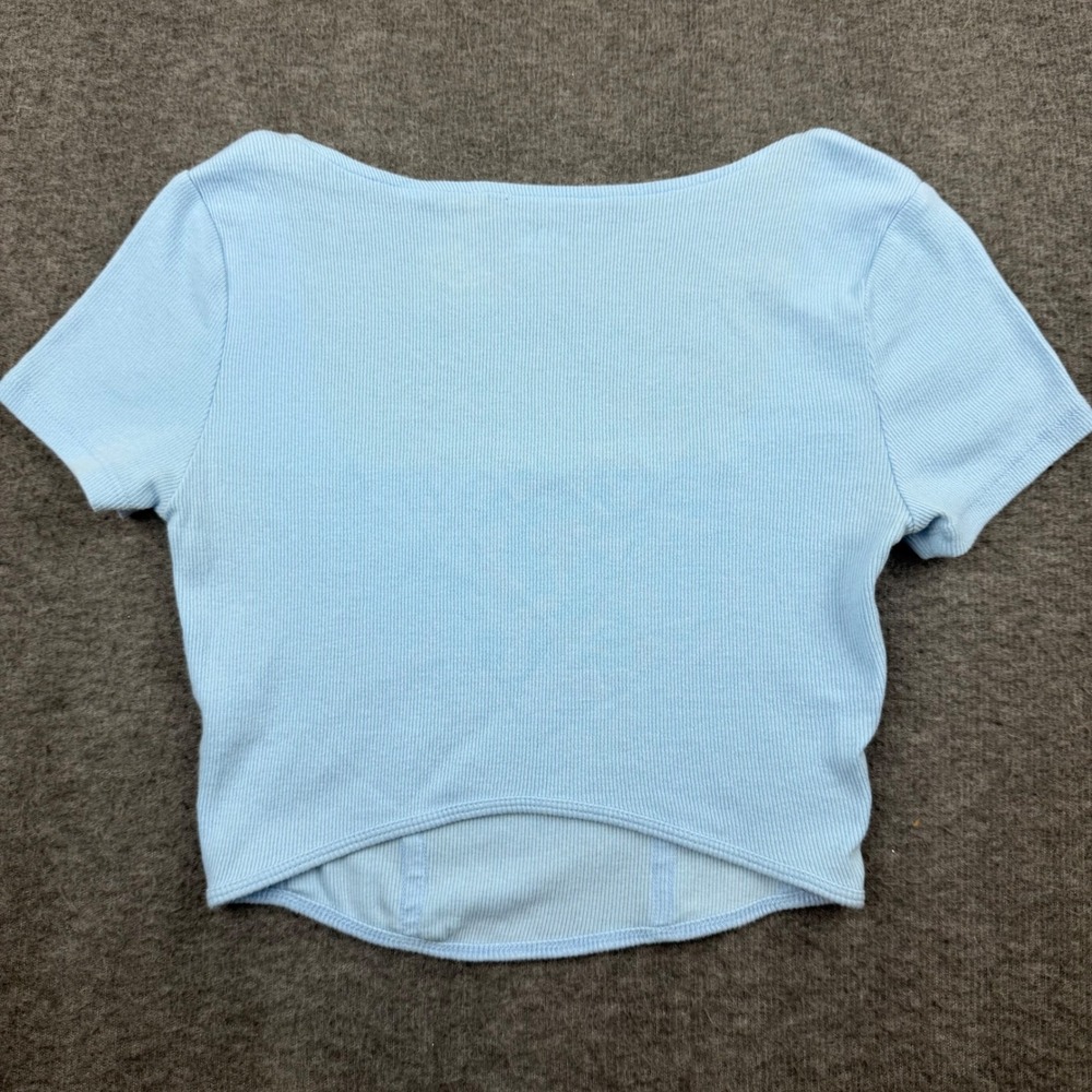 PacSun PacCares Crop‎ Top Womens Small Blue Ribbed Corset Square Neck Short - Picture 6 of 6